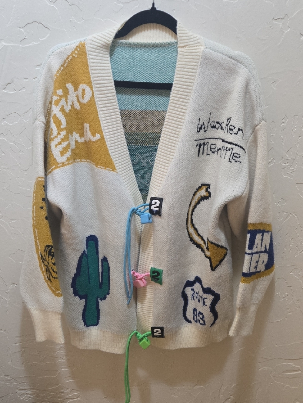 Weekend Max Mara "Rupia" Cotton Blend Graphic Cardigan